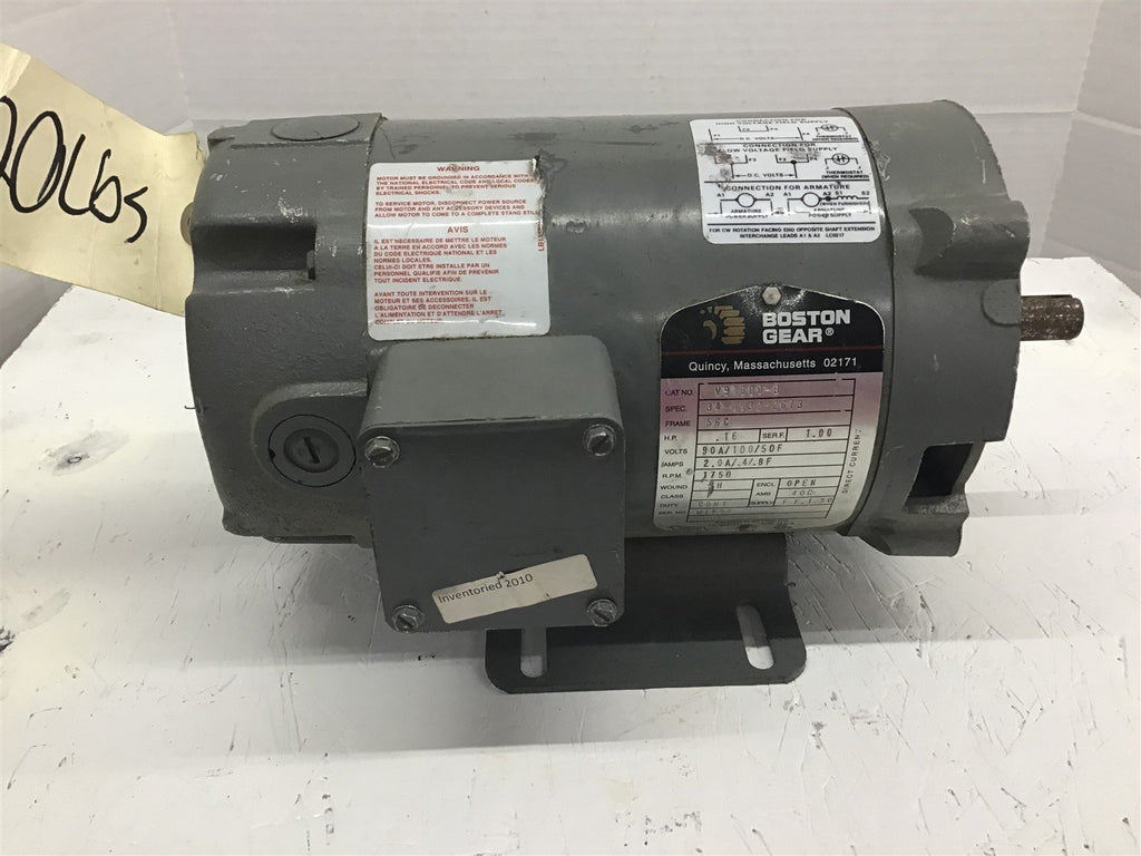 Boston Gear V9 600-B DC Motor .16 Hp 90A/100/50F V 1750 Rpm Fr 56C OPEN