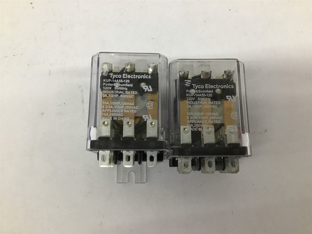 Tyco Electronics KUP 14A55-120 10A 1/3 HP 120VAC Coil Lot Of 2