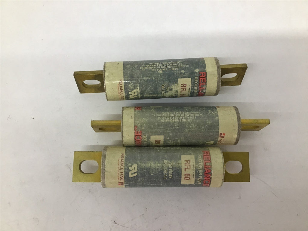 Reliance RFL 60 Rectifier Fuse 750V Or Less A.C. Lot Of 3