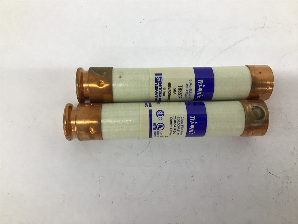 Tronic TRS50R Dual Element Time-Delay 50A 600VAC 300VDC Class RK5 Lot of 2