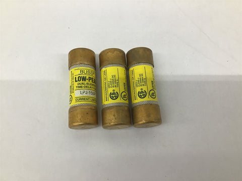 Buss Low-Peak LPJ-15SP HRCI-J 600V AC 300V DC Type D Fuse Lot OF 3