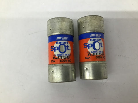 Ferraz Shawmut AJT50 Smart Spot Class J 600VAC 500VDC 50A Lot Of 2
