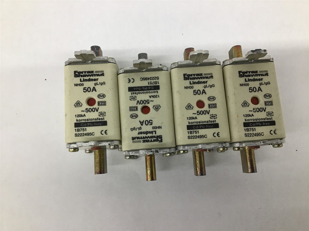 Ferraz Shawmut NH00 Fuse 50A 500V 120KA 1B751 Lot Of 4