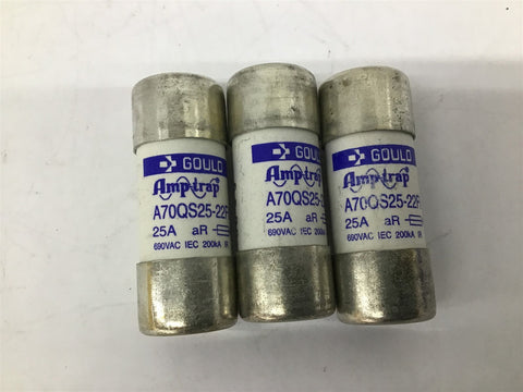 Gould Amptrap A70QS25-22FI 25A 25A 690V AC Lot Of 3
