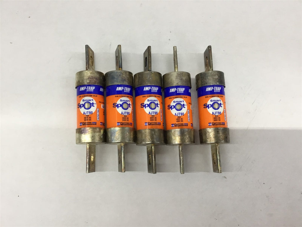 Amp-Trap AJT90 90A 600V AC 500V DC Fuse Lot Of 5