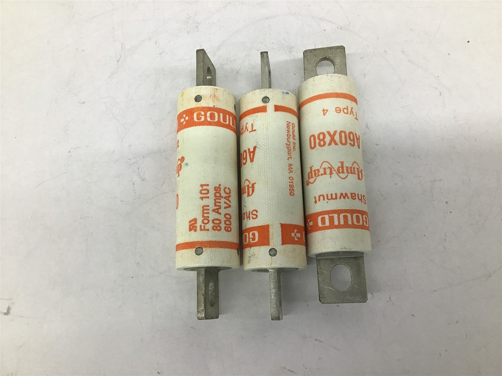 Gould Shawmut Amp-Trap A60X80 Type 4 80A 600V AC Lot Of 3