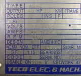 Teco ASHE Induction Motor 40HP 230/460V 3540RPM 60HZ 286TS-FR
