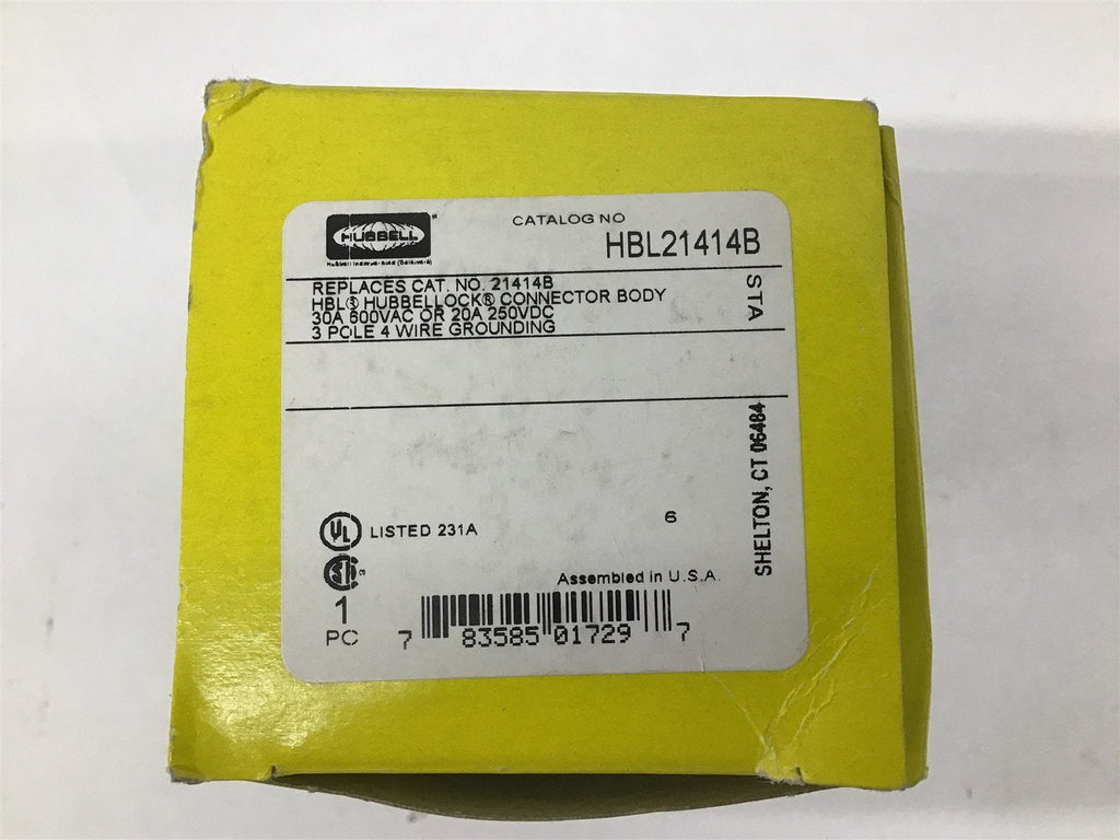 Hubbell HBL21414B Locking Connector 3 Pole 4 Wire