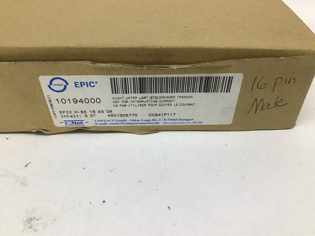 Epic 10194000 H-BE 16 SS DR lOT OF 5
