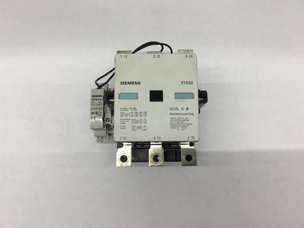 Siemens 3TK50 Resistive Load Only 2 T1 4 T2 6 T3 190A 600V 3Ph