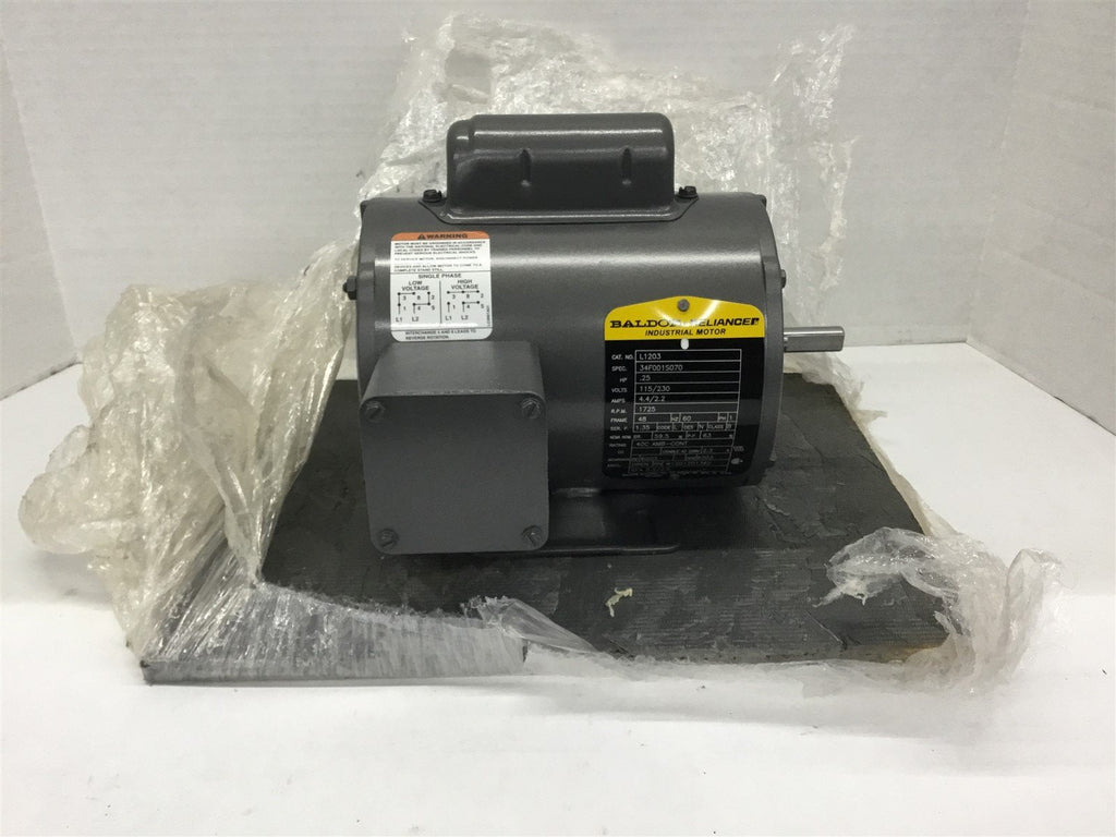Baldor Reliance C1203 0.25 Hp 115/230v 1725 Rpm 60 Hz 1Ph 48 Fr Open Encl