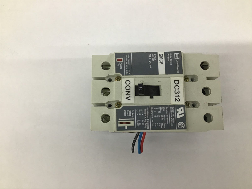 Cutler Hammer GMCP DC312 Motor Circuit Protector 3 Pole 480VAC 600 Y/347VAC