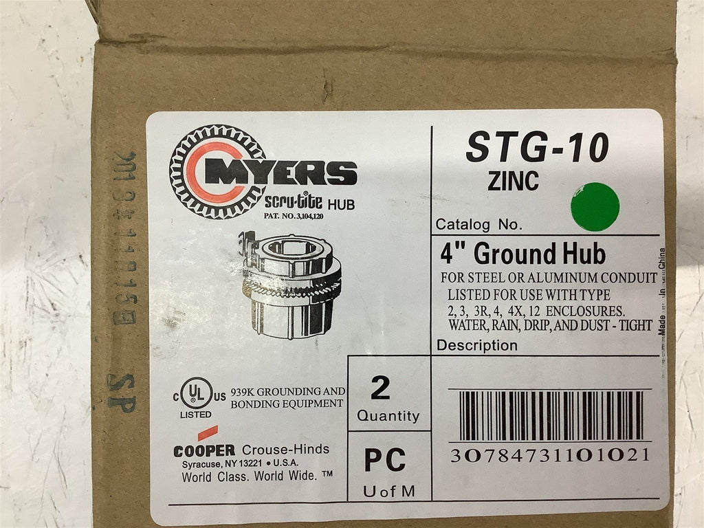 Cooper Crouse-Hinds Myers STG-10 4"Ground Hub