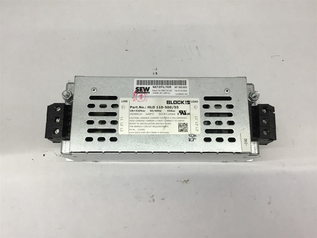 SEW Eurodrive HLD 110-500/55 Power Filter 520 Vac 50/60Hz 55Aac
