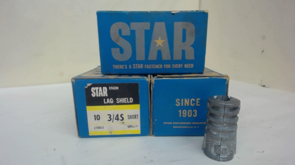 Lot Of 25 --- Star 3/4" Lag Shield, Short, 1" Drill, 1" Hole