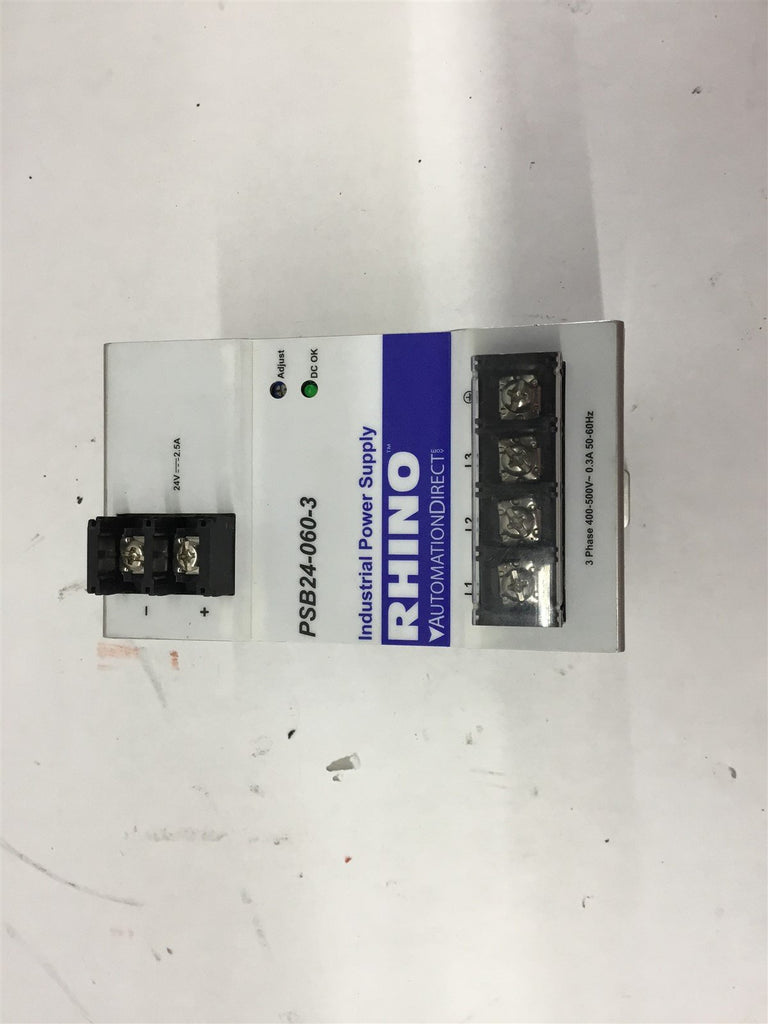 Rhino Industrial Power Supply PSB24-060-3 50/60HZ 3PH 24V 2.5A