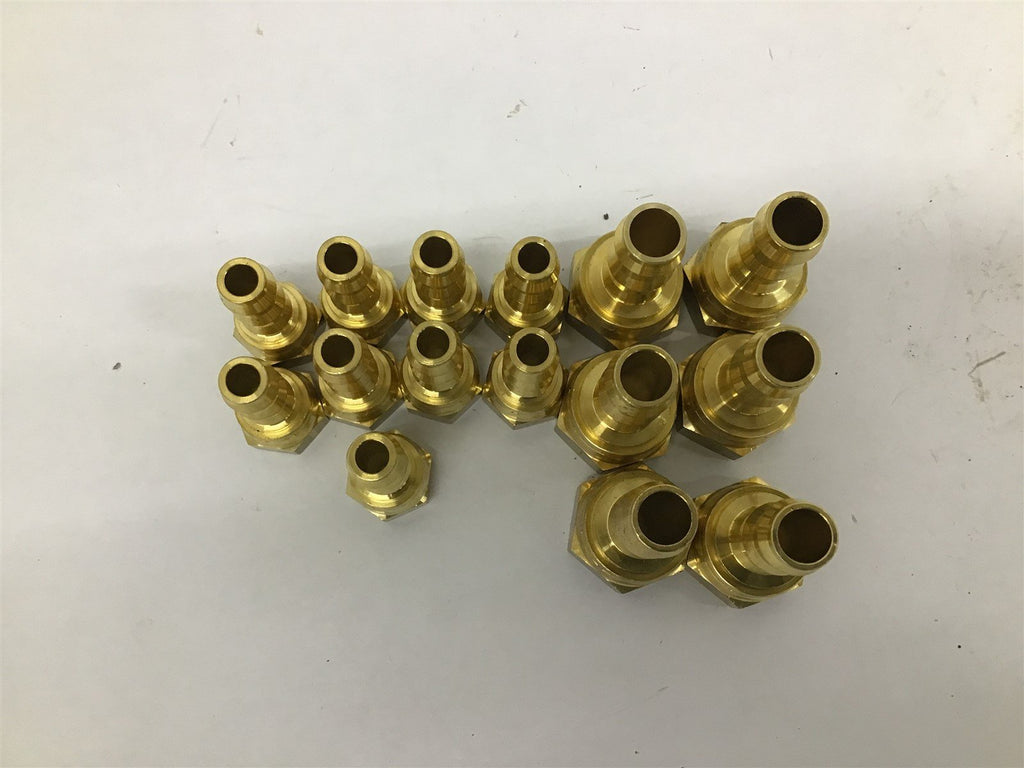 Fittings 1" (6) 5/8" (9) Brass Fittings Lot Of 15