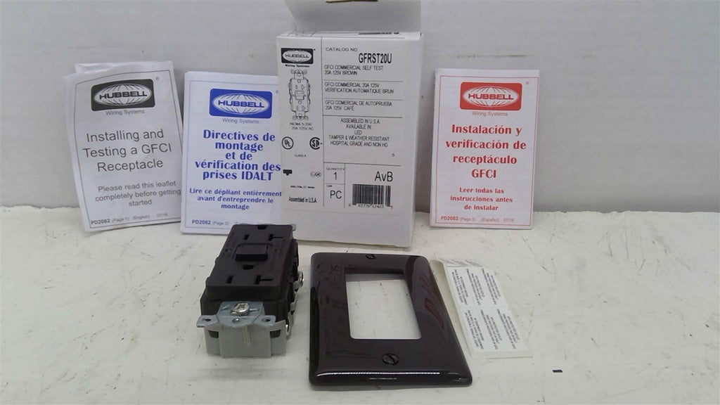 Hubbell GFRST20U GFCI Commercial Self Test 20A 125V Brown Lot of 3