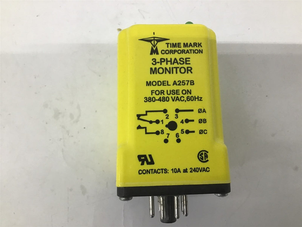 Time Mark Corporation 3-Phase Monitor A257b For Use On 380-480 VAC 60 HZ