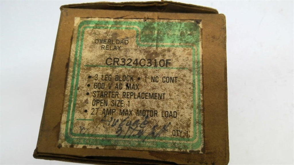 General Electric CR324C310F Overload Relay 3 Le Black 27 Max Amp Motor Load