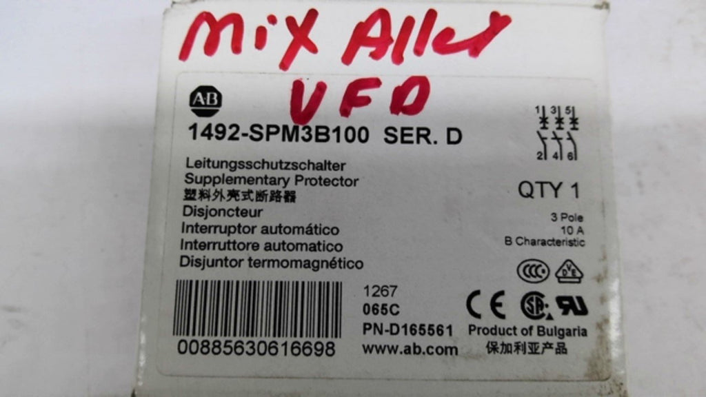 Allen-Bradley 1492-SPM3B100 Ser D Circuit Breaker