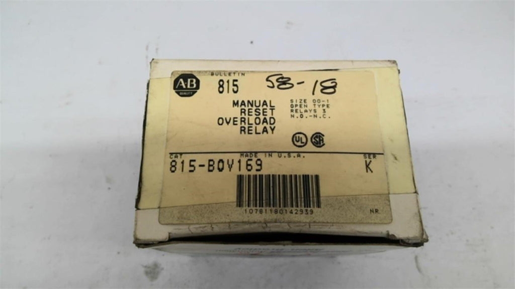 Allen Bradley 815-BOV169 Manual Reset Overload Relay