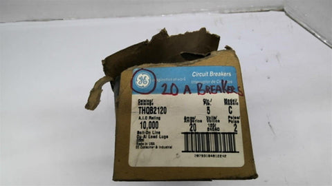General Electric THQB2120 20 Amp Breakers 120-240 AC 2 Poles Model C Lot Of 5