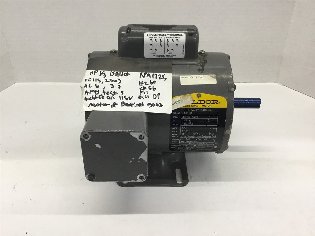 Baldor L1301M 1/3Hp 115/230V 1800 Rpm 4P 56F Single Phase