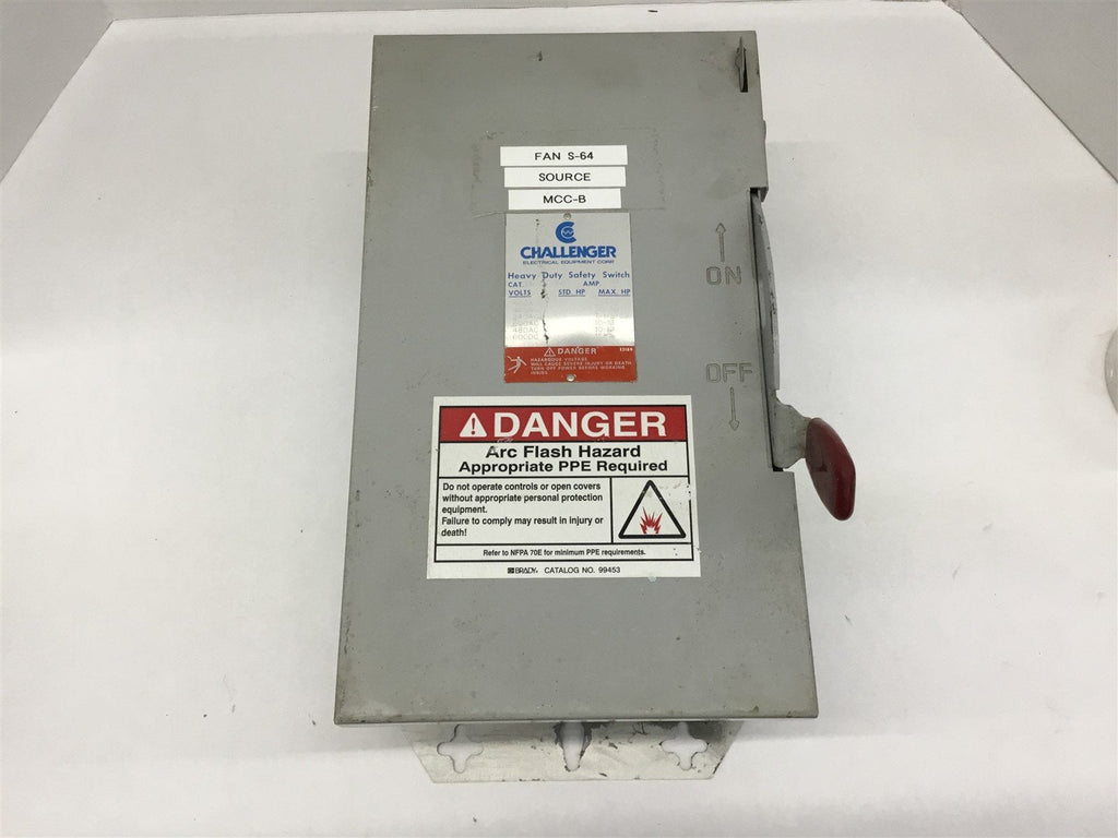 Challenger HD361NFC Disconnect Switch 30Amp 600 Volts Type 1 Indoor