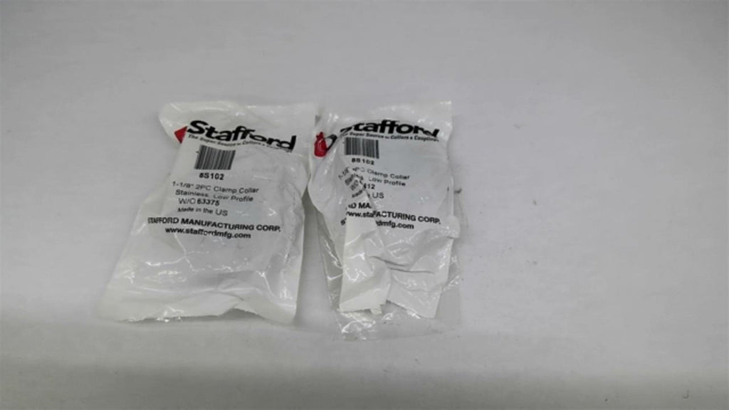 Stafford 8S102 1-1/8" 2 PC Clamp Collar Stainless Low Profile W/O 63375 Lot Of 2