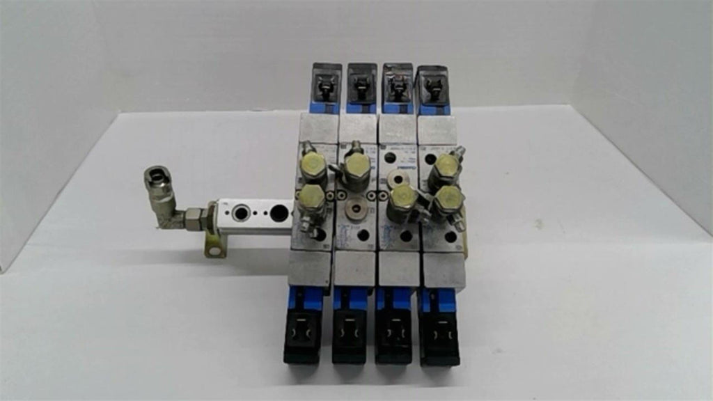 Festo PAL-1/4-6B Terminal Block With 4 Festo JMVH-5-1/4B Solenoid Valves