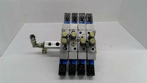 Festo PAL-1/4-6B Terminal Block With 4 Festo JMVH-5-1/4B Solenoid Valves