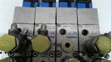 Festo PAL-1/4-6B Terminal Block With 4 Festo JMVH-5-1/4B Solenoid Valves