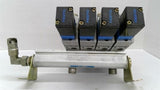 Festo PAL-1/4-6B Terminal Block With 4 Festo JMVH-5-1/4B Solenoid Valves