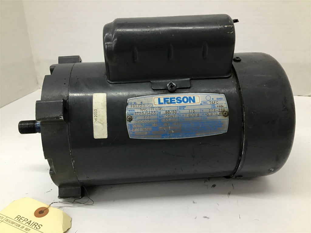 Leeson 101729.00 1/2 HP AC Motor 200/230V 1800 Rpm 4P 56CZ Single Phase