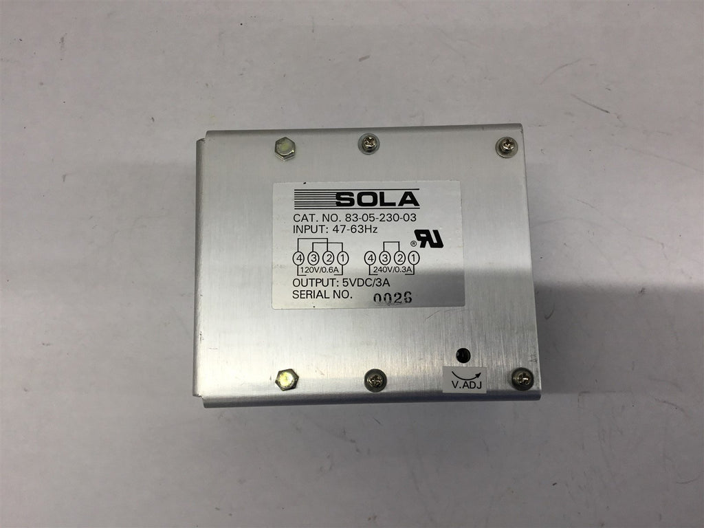 Sola 83-05-230-03 Power Supply 5 VDC 3 A