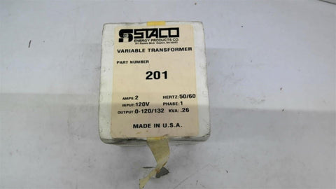 Staco 201 Variable Transformer 120 volt Input Single Phase 2 amp