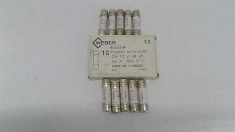 Weber CH10X38 25A Fuse 500 Volts Lot of 10