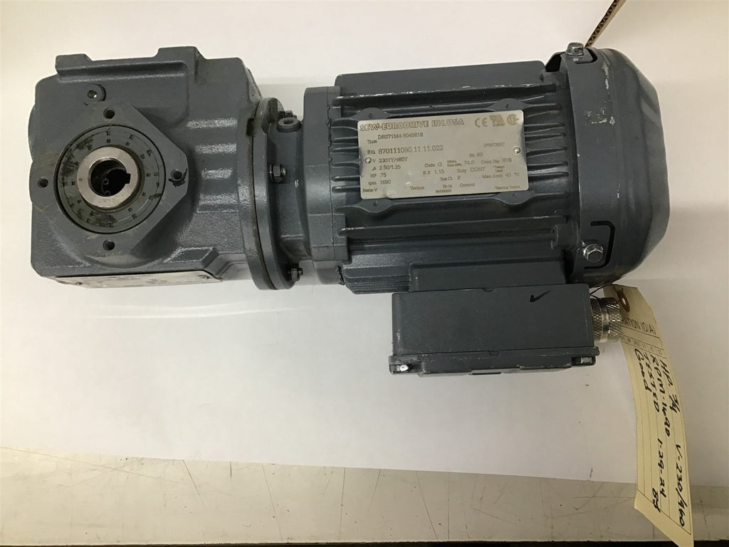 Sew Eurodrive DRS71M4-5045618 3/4 HP 230/460V 1800 RPM 6P Gear Motor 35.10:1