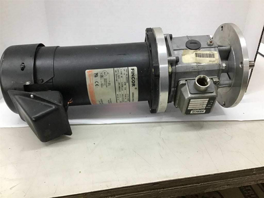 Fincor 9305003TF 1/2HP 90 VDC 1725 RPM 56C DC Motor with Kebco 07.10.677770-0009