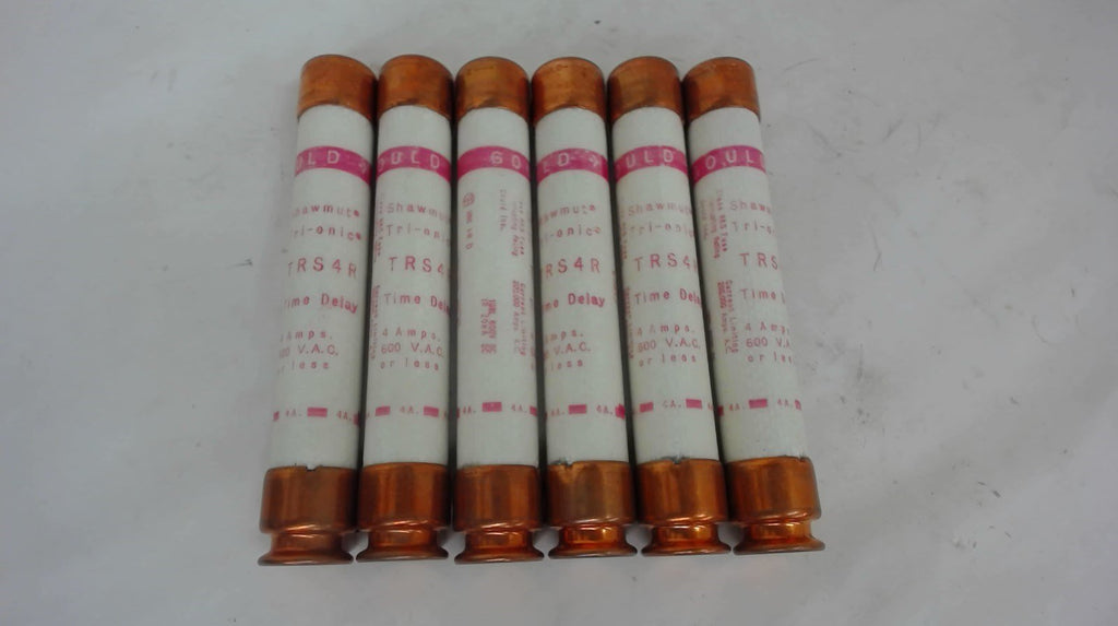 LOT OF 6 --- GOULD SHAWMUT TRS4R TIME DELAY FUSE, 4 A, 600 V AC