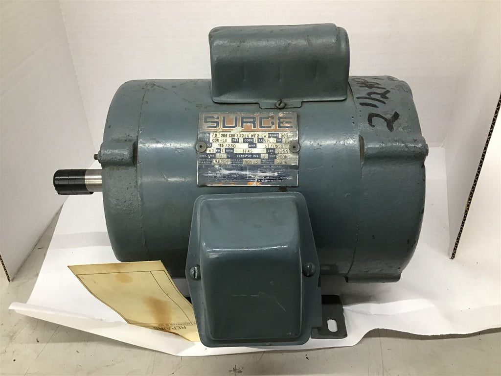 Surge 7D-204CDR332EGWF2CW 2.5HP 115/230V 1800 RPM 4P 204Y Single Phase AC Motor