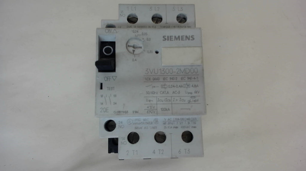 Siemens 3Vu1300-2Md00 Circuit Breaker, 0.24-0.4 Amp, 3 Pole, 380 V