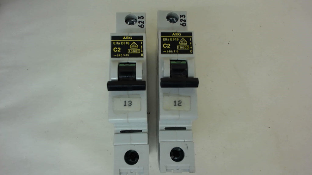 Lot Of 2 --- Aeg Elfa E81S Miniature Circuit Breaker, C2, 1 Pole, 240/415 V