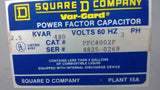 SQUARE D, POWER FACTOR CAPACITOR, PFC -4002F, 2.5 KVAR, 480 VOLTS, 60HZ, 3 PH