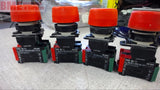 LOT OF 4 SQUARE D RED PUSH BUTTONS WITH DA11 CONTACT BLOCK, 16 AMP, 220/380/500V