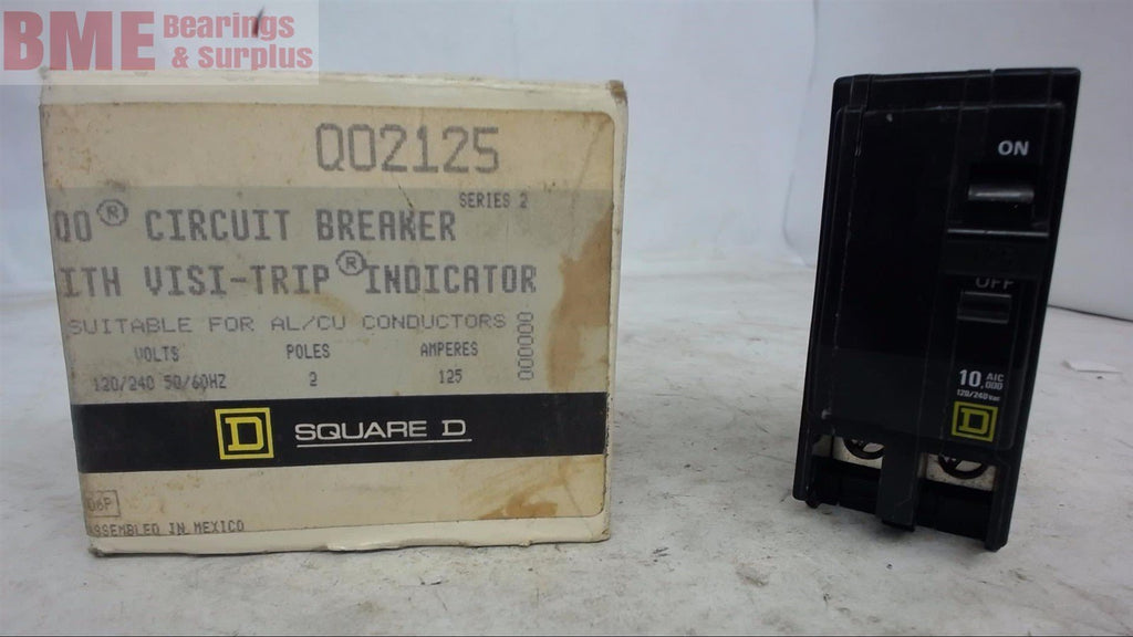 SQUARE D Q02125 CICUIT BREAKER, 120/240 VOLTS, 50/60 HZ, 125 AMP, 2 POLE,