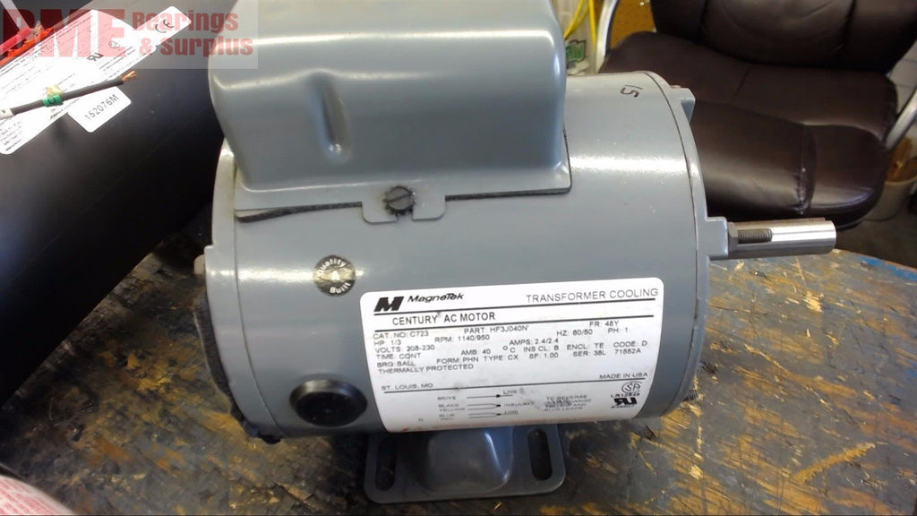 Magnetek C723 1/3 Hp Ac Motor 208-230 Volts, 1140 Rpm, 6P, 48Y Frame Single Ph
