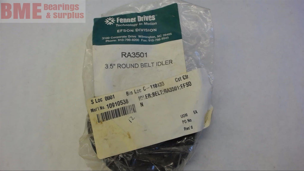 FENNER DRIVES RA3501 3.5" ROUND IDLER PULLEY 3/4" BORE, SINGLE GROOVE