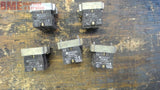 LOT OF 5 -- TELEMECANIQUE ZBE-BE101 CONTACT BLOCKS WITH MOUNTING BASE